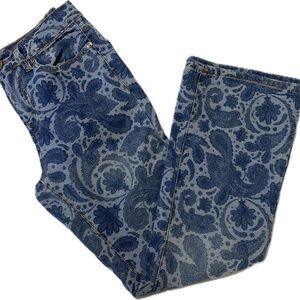 DC Blue Paisley-Pattern Flare Jeans